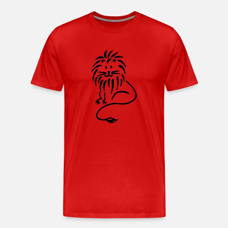 Loewe Vorderseite - Männer Premium Bio T-Shirt - Rot