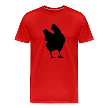 chicken - Men's Premium Organic T-Shirt - red - Front - Damien (186cm)