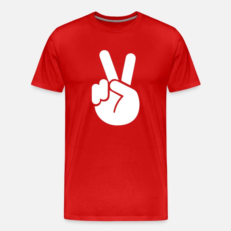 Hand Peace - Männer Premium Bio T-Shirt - Rot