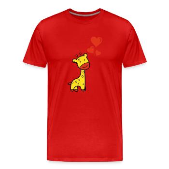 Giraffe verliebt - Männer Premium Bio T-Shirt - Rot - Vorne - Damien (186cm)