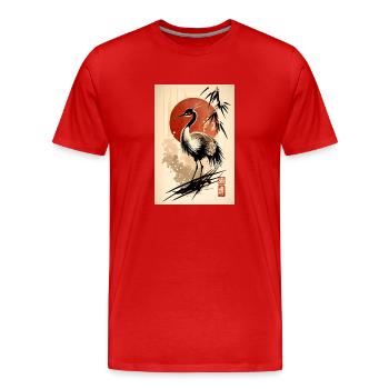 Kranich - Männer Premium Bio T-Shirt - Rot - Vorne - Damien (186cm)