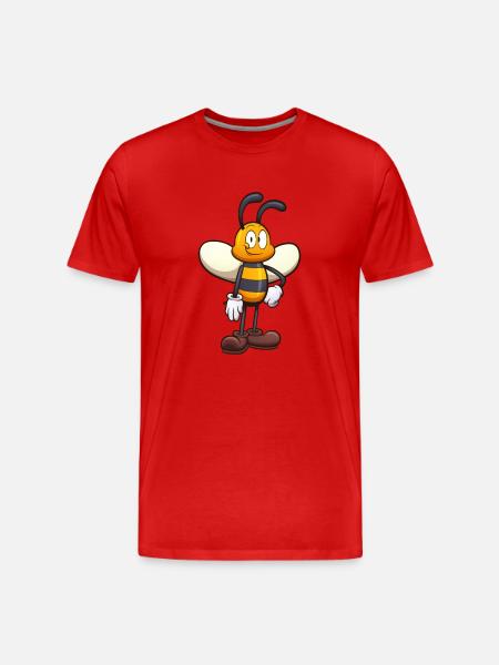 Friendly Cute Cartoon Bee - Men's Premium Organic T-Shirt - red
