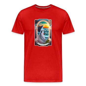 Surfen - Jugendstil - Männer Premium Bio T-Shirt - Rot - Vorne - Damien (186cm)