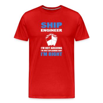 Lustiger Schiff Ingenieur - Männer Premium Bio T-Shirt - Rot - Vorne - Damien (186cm)