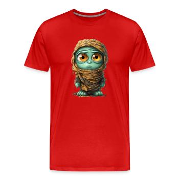 Halloween Spooky Cartoon Mummy - Männer Premium Bio T-Shirt - Rot - Vorne - Damien (186cm)