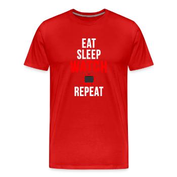 Eat sleep tv repeat Dark - Men's Premium Organic T-Shirt - red - Front - Damien (186cm)