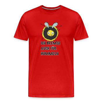 Ich bremse auch für Hummeln - Männer Premium Bio T-Shirt - Rot - Vorne - Damien (186cm)