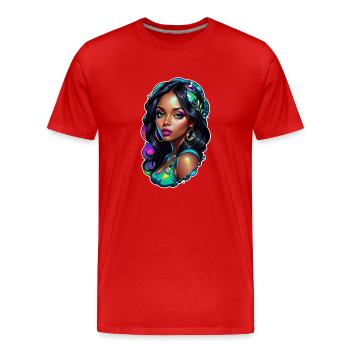 Afro Frau - Schönheit - Männer Premium Bio T-Shirt - Rot - Vorne - Damien (186cm)