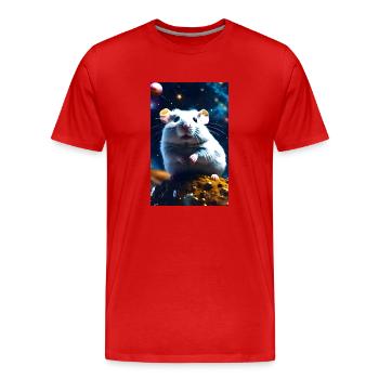 Hamster dans le cosmos - T-shirt bio Premium Homme - rouge - Devant - Damien (186cm)