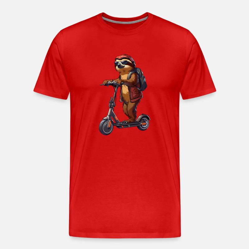 Faultier Roller - Männer Premium Bio T-Shirt - Rot