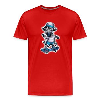 Zebra auf Skateboard Skater Skateboarding für - Männer Premium Bio T-Shirt - Rot - Vorne - Damien (186cm)