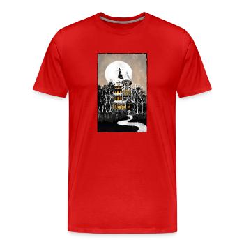 Manoir hanté d’Halloween - T-shirt bio Premium Homme - rouge - Devant - Damien (186cm)