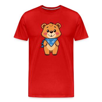 Ours en peluche élégant - T-shirt bio Premium Homme - rouge - Devant - Damien (186cm)