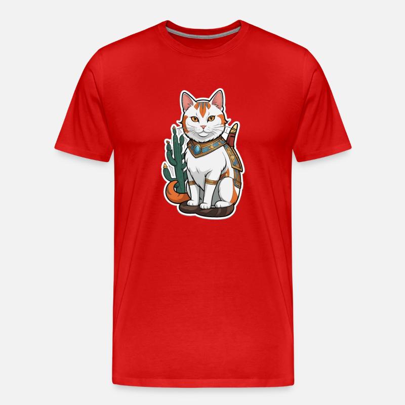 Katze Comic - Männer Premium Bio T-Shirt - Rot