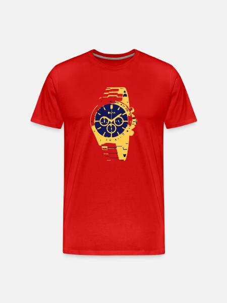 GOLDUHR - Männer Premium Bio T-Shirt - Rot