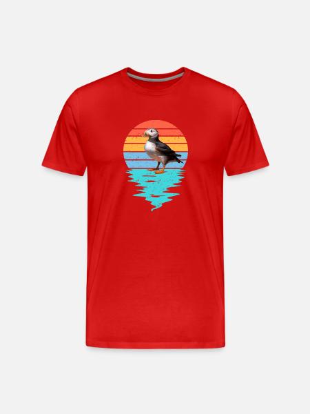 Cut Puffin in Sea - Men's Premium Organic T-Shirt - red