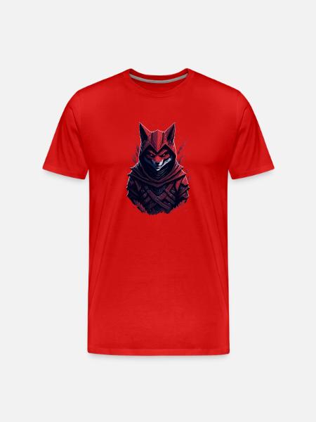 Fox Samurai - Männer Premium Bio T-Shirt - Rot