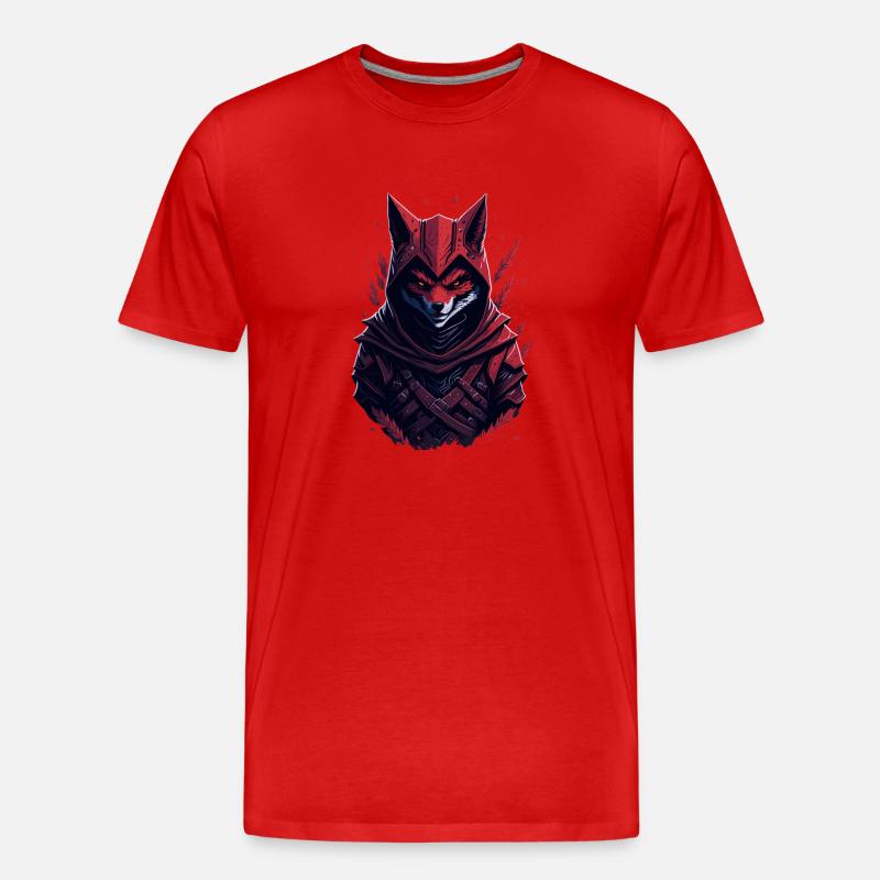Fox Samurai - Männer Premium Bio T-Shirt - Rot