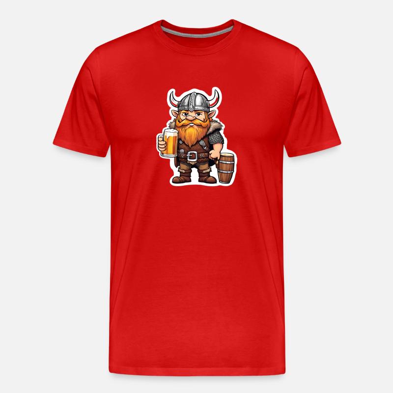 Zwergenkrieger mit Bierkrug Vikinger - Männer Premium Bio T-Shirt - Rot