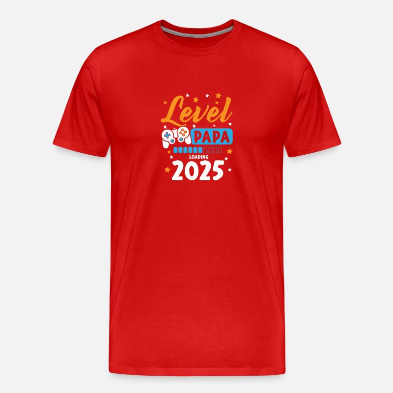 Level Complete Papa 2025 Loading Gamer Papa - Männer Premium Bio T-Shirt - Rot