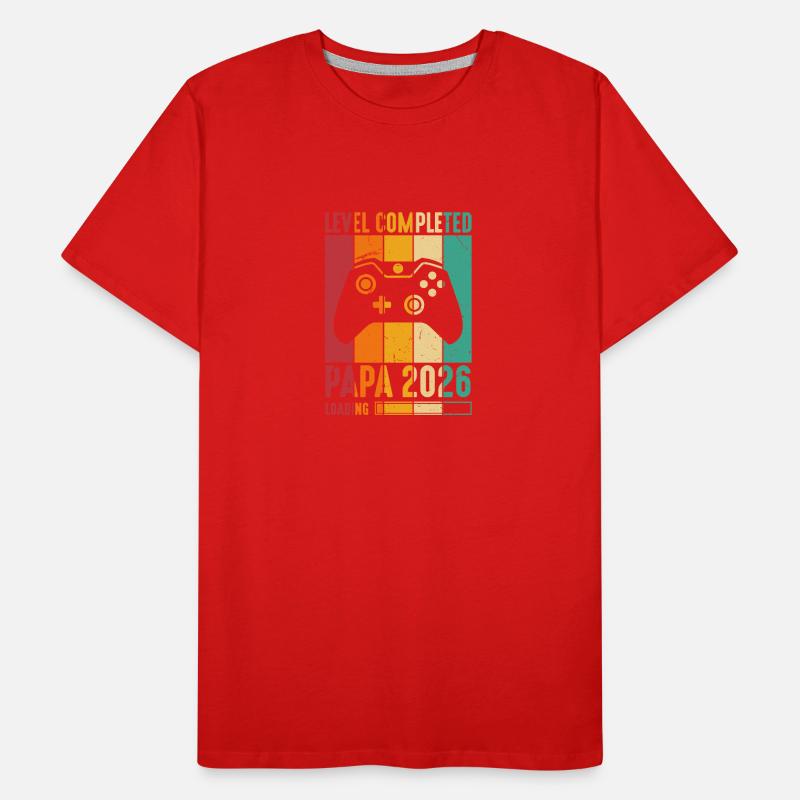 Level Completed Papa 2026 Loading Werdender Papa Männer Premium Bio T-Shirt