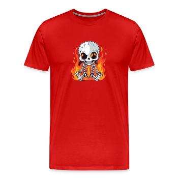 Squelette de feu - T-shirt bio Premium Homme - rouge - Devant - Damien (186cm)