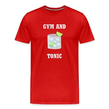 Gym and Tonic - Men's Premium Organic T-Shirt - red - Front - Damien (186cm)