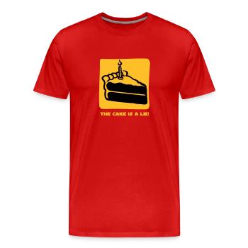 The Cake is a Lie - T-shirt bio Premium Homme - rouge - Devant - Damien (186cm)