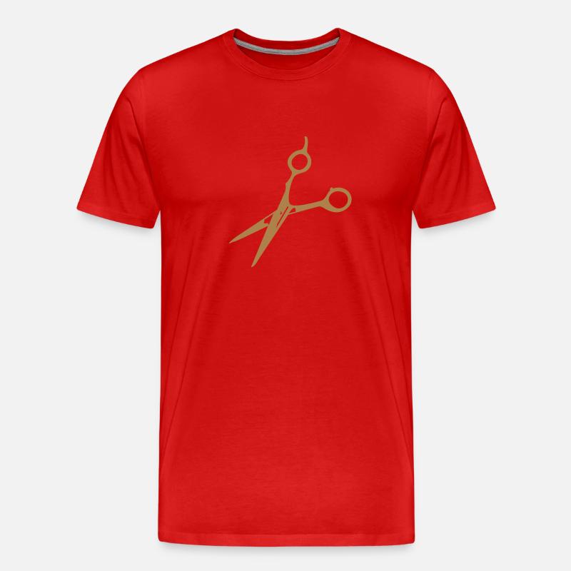 Frisör-Schere / barber scissors (1c) - Männer Premium Bio T-Shirt - Rot