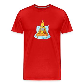Pizza und Filme - Männer Premium Bio T-Shirt - Rot - Vorne - Damien (186cm)
