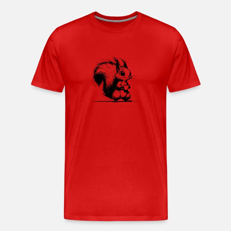 Aufgewecktes Baby Eichhörnchen mit Kaffee - Männer Premium Bio T-Shirt - Rot