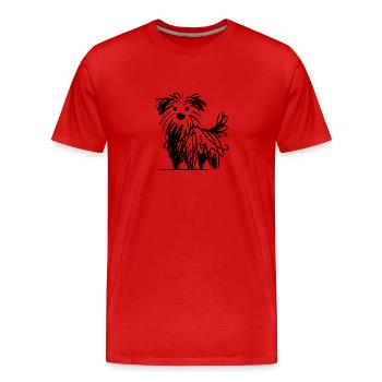 Croquis de chien minimaliste aux lignes chaotiques - T-shirt bio Premium Homme - rouge - Devant - Damien (186cm)