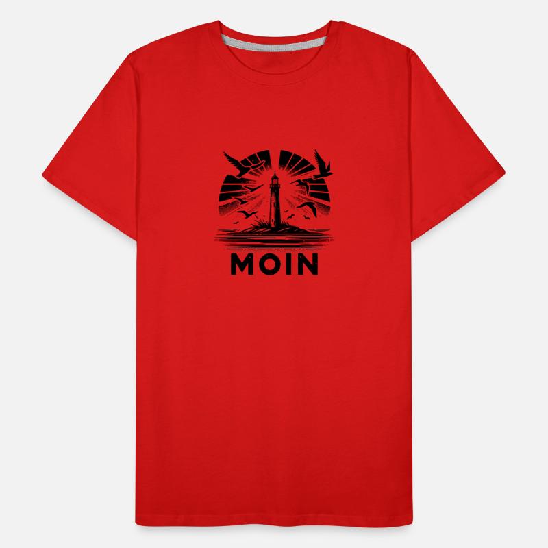 Lighthouse Moin Coastal Scene with Seagulls Men's Premium Organic T-Shirt