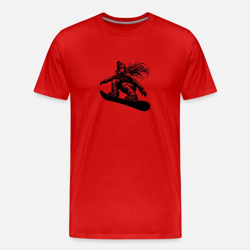 Snowboarderin Cooles Snowboard Design - Männer Premium Bio T-Shirt - Rot