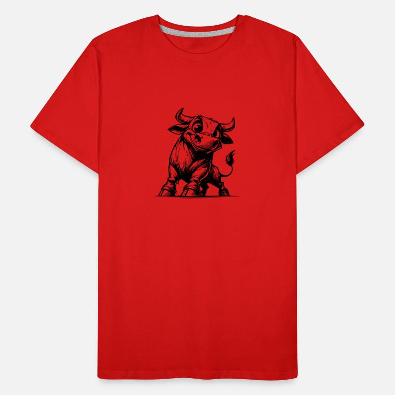 Dessin de taureau au crayon avec des cornes géantes T-shirt bio Premium Homme