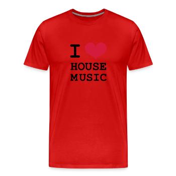 I Love House Music ! - T-shirt bio Premium Homme - rouge - Devant - Damien (186cm)