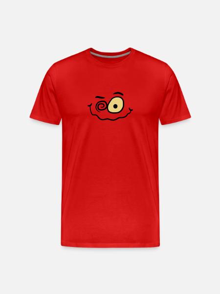 Crazy funny insane smiley face - Men's Premium Organic T-Shirt - red