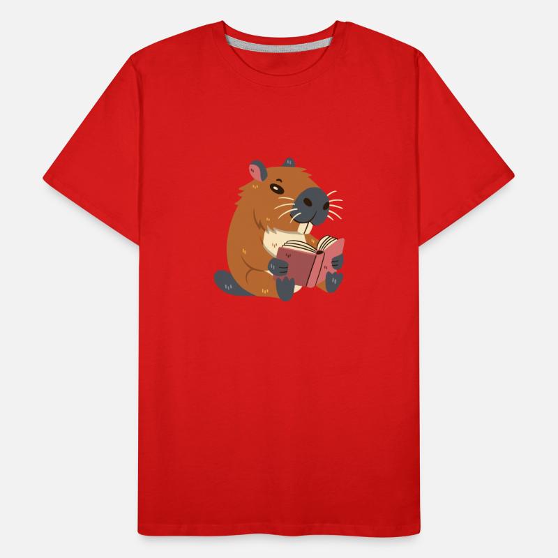 Capybara liest ein Buch Männer Premium Bio T-Shirt