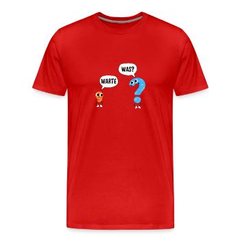 Warte, was? - Wait, what? - Comic Satzzeichen - Männer Premium Bio T-Shirt - Rot - Vorne - Damien (186cm)