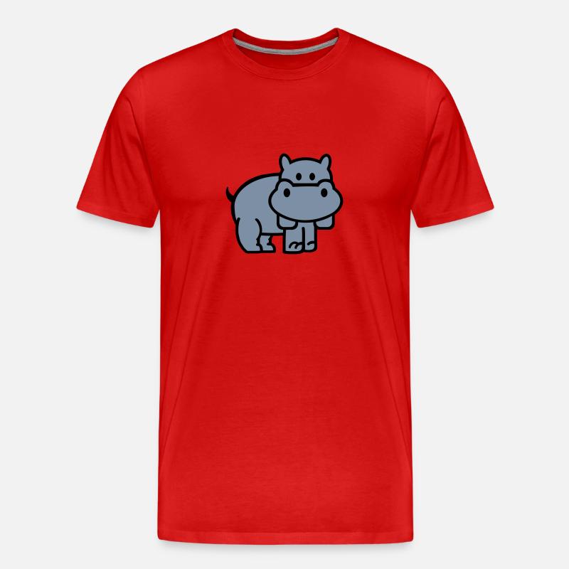 Nilpferd - Männer Premium Bio T-Shirt - Rot