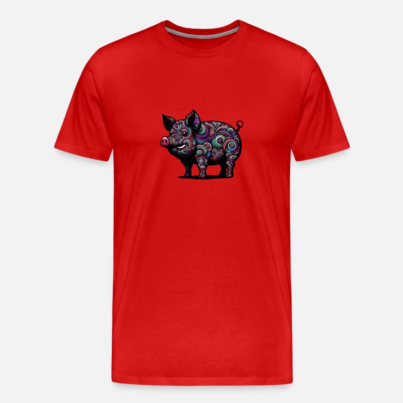 Buntes Schwein - Männer Premium Bio T-Shirt - Rot