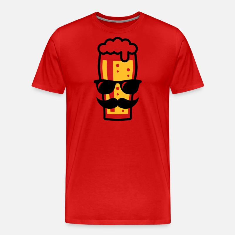 Bierglas (Bier / Sonnenbrille / Schnurrbart / 2C) - Männer Premium Bio T-Shirt - Rot