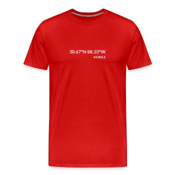 Coordonnées de Mobile Alabama USA - T-shirt bio Premium Homme - rouge - Devant - Damien (186cm)