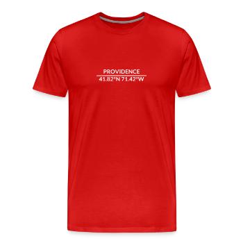 Coordonnées de Providence, Rhode Island, États-Unis - T-shirt bio Premium Homme - rouge - Devant - Damien (186cm)