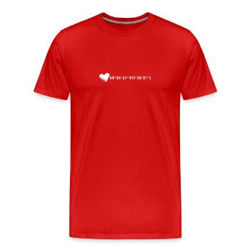 Jena Heart Coordinates - Men's Premium Organic T-Shirt - red - Front - Damien (186cm)
