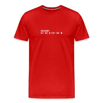 Coordonnées de Calgary, Canada - T-shirt bio Premium Homme - rouge - Devant - Damien (186cm)