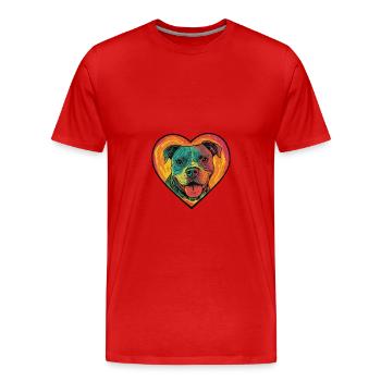 Pit Terrier Dog Heart Love - Men's Premium Organic T-Shirt - red - Front - Damien (186cm)