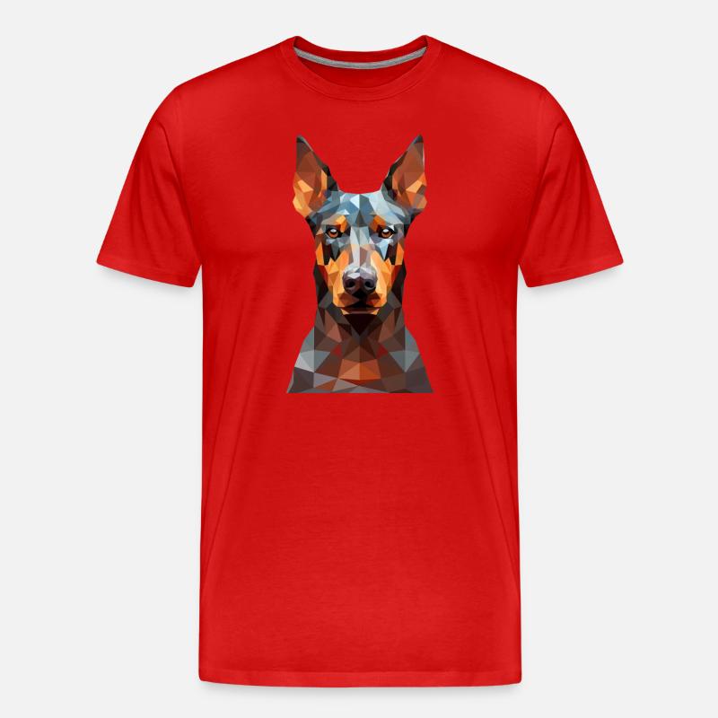 Geometrischer Dobermann: Polygonkunst - Männer Premium Bio T-Shirt - Rot