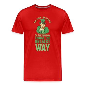 Irlandais Belfast St Patrick’s Day Citation - T-shirt bio Premium Homme - rouge - Devant - Damien (186cm)