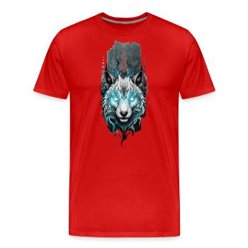 Félin spirituel : créature éthérée de Gr mystique - T-shirt bio Premium Homme - rouge - Devant - Damien (186cm)